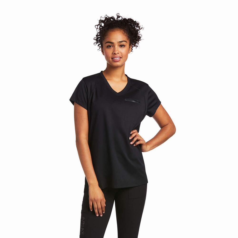 Black Women\'s Ariat Rebar Polartec Elite All Season Tops | 2746-QAJHK