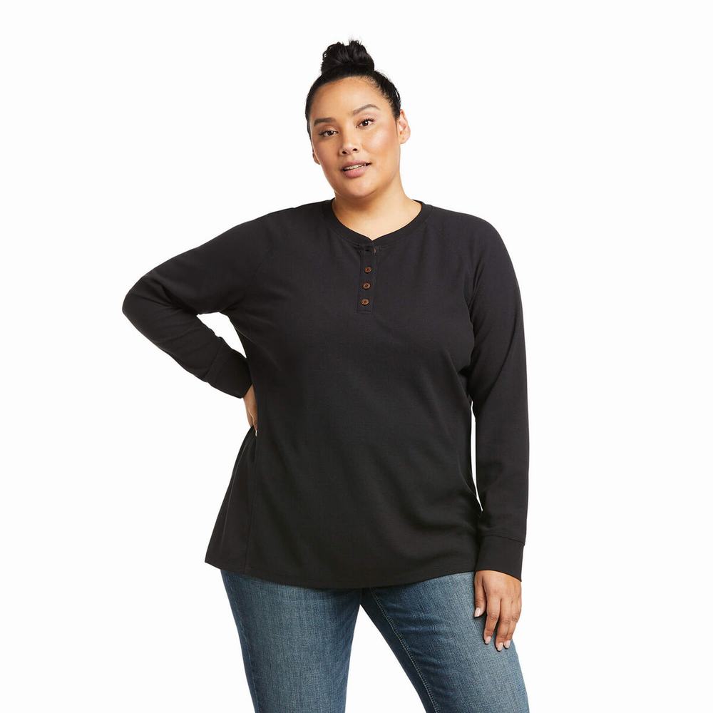 Black Women's Ariat Rebar Thermal Shirts | 4736-RYWBF