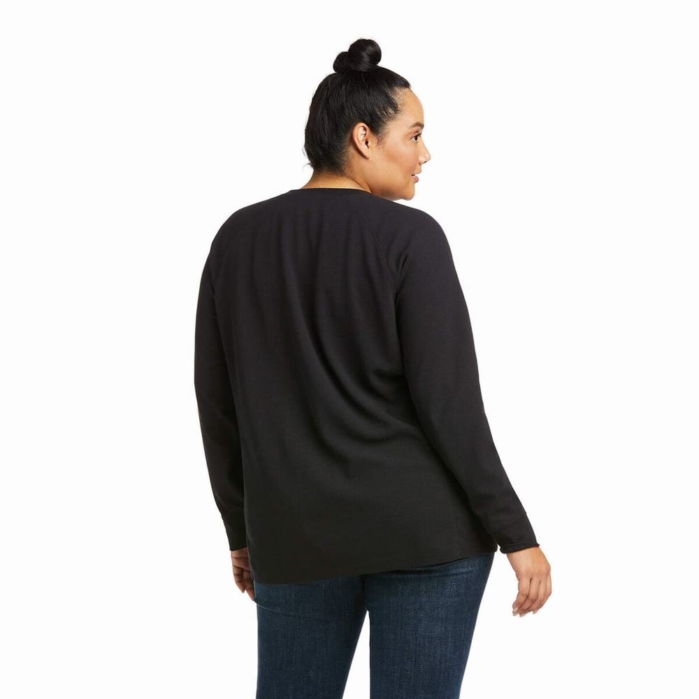 Black Women's Ariat Rebar Thermal Shirts | 4736-RYWBF