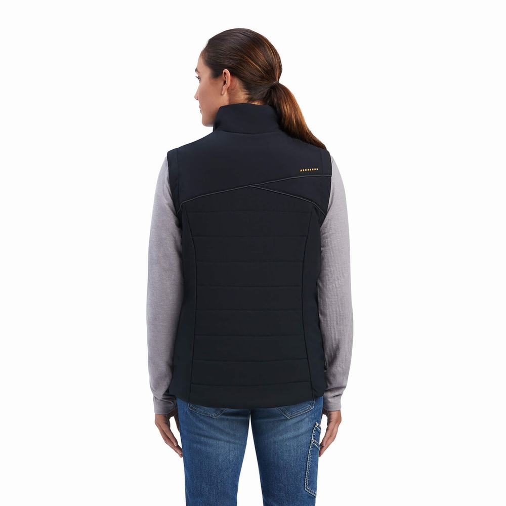 Black Women's Ariat Rebar Valkyrie Stretch Canvas Insulated Vests | 9418-SIFCA