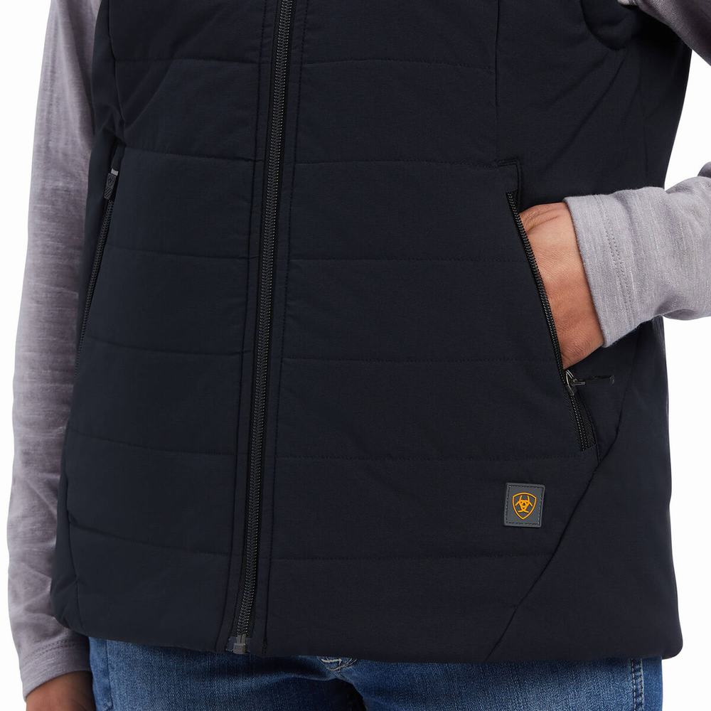 Black Women's Ariat Rebar Valkyrie Stretch Canvas Insulated Vests | 9418-SIFCA