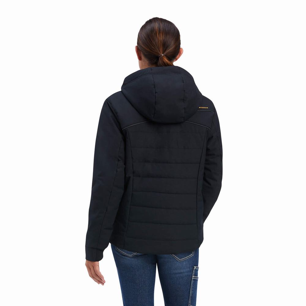 Black Women's Ariat Rebar Valkyrie Stretch Canvas Insulated Jackets | 9548-FTEVB