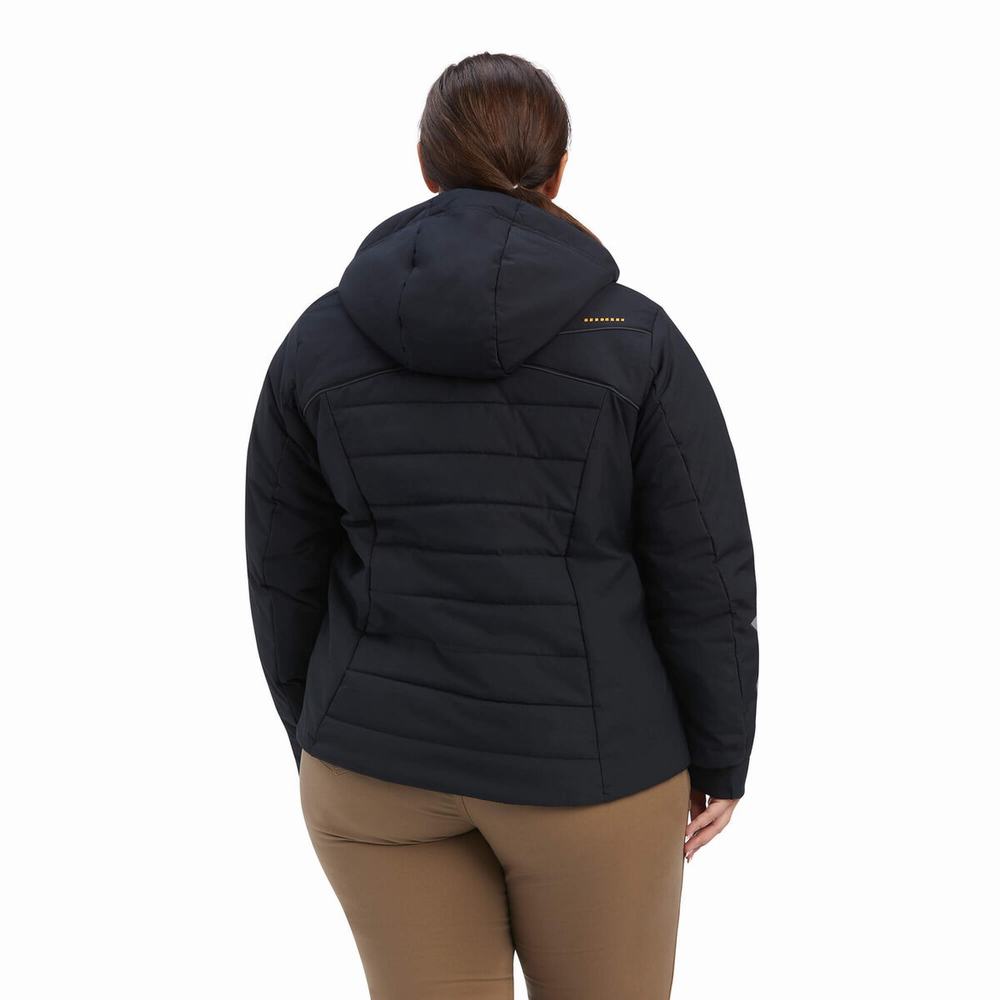 Black Women's Ariat Rebar Valkyrie Stretch Canvas Insulated Jackets | 9548-FTEVB