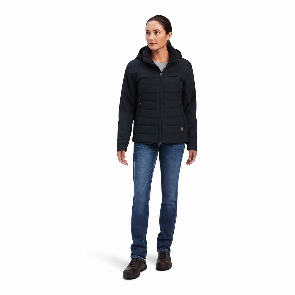 Black Women's Ariat Rebar Valkyrie Stretch Canvas Insulated Jackets | 9548-FTEVB