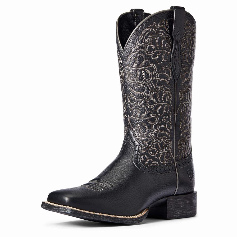 Black Women\'s Ariat Round Up Remuda Western Boots | 4176-VORDP