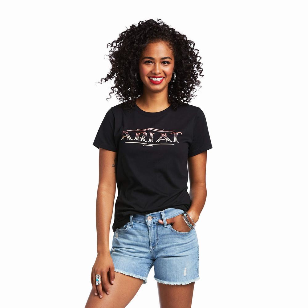 Black Women\'s Ariat Serape Style Tops | 6875-PWUZE