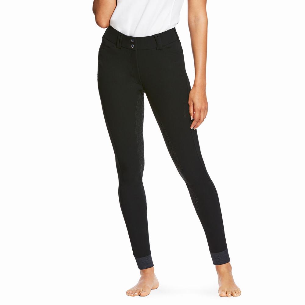 Black Women\'s Ariat Tri Factor Grip Full Seat Breech Pants | 2458-HYSFL