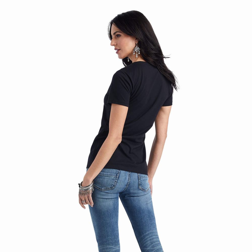 Black Women's Ariat Wild Heart Tops | 2140-CNTFR