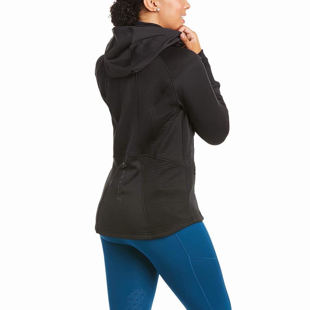 Black Women's Ariat Wilde Full Zip Hoodies | 1029-VYXBA