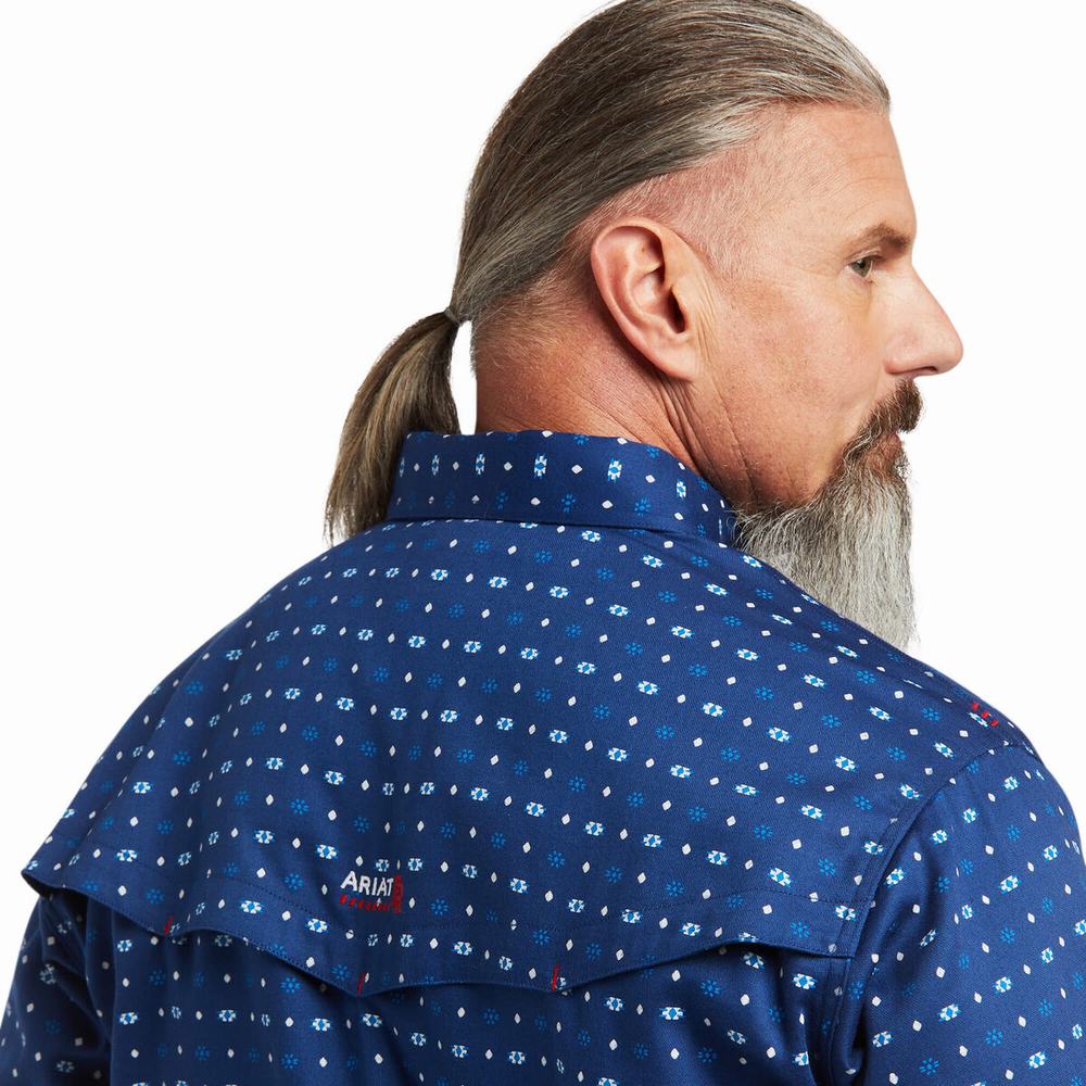 Blue Men's Ariat FR Vented Shirts | 1265-EYQDJ