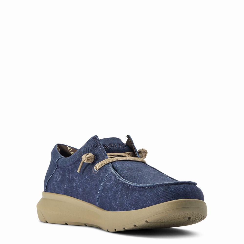 Blue Men's Ariat Hilo Stretch Lace Sneakers | 9143-KEGNI