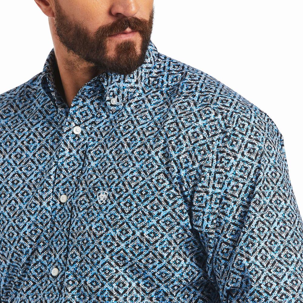 Blue Men's Ariat Miguel Classic Fit Shirts | 7910-GLTAP