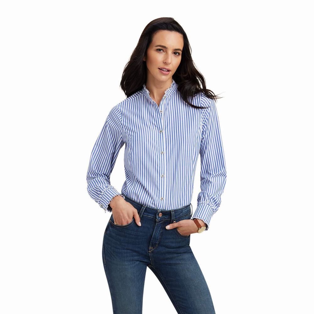 Blue Women\'s Ariat Clarion Tops | 7941-UQKAG