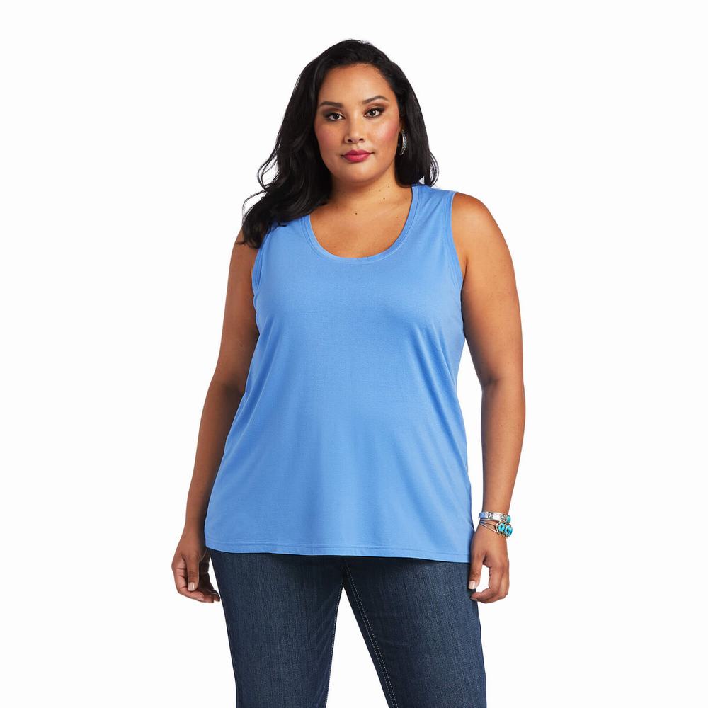 Blue Women's Ariat Element Tops | 0274-GTMKW