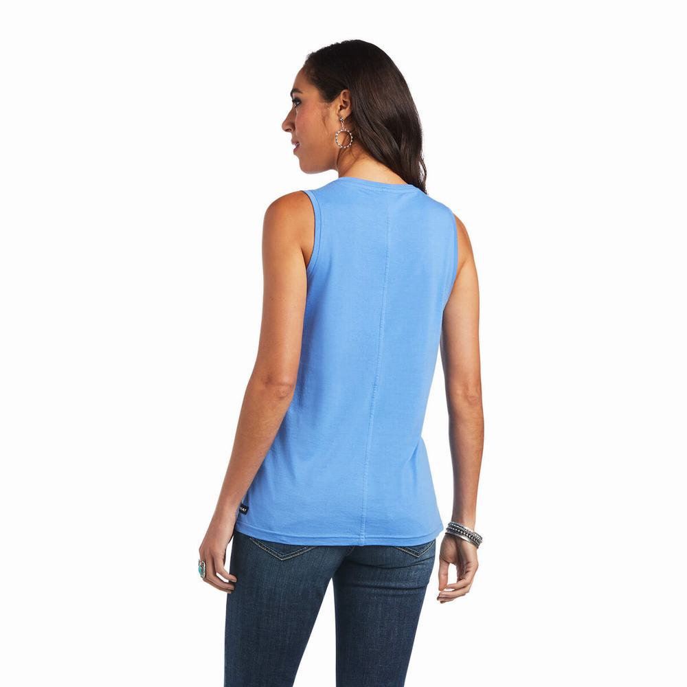 Blue Women's Ariat Element Tops | 0274-GTMKW