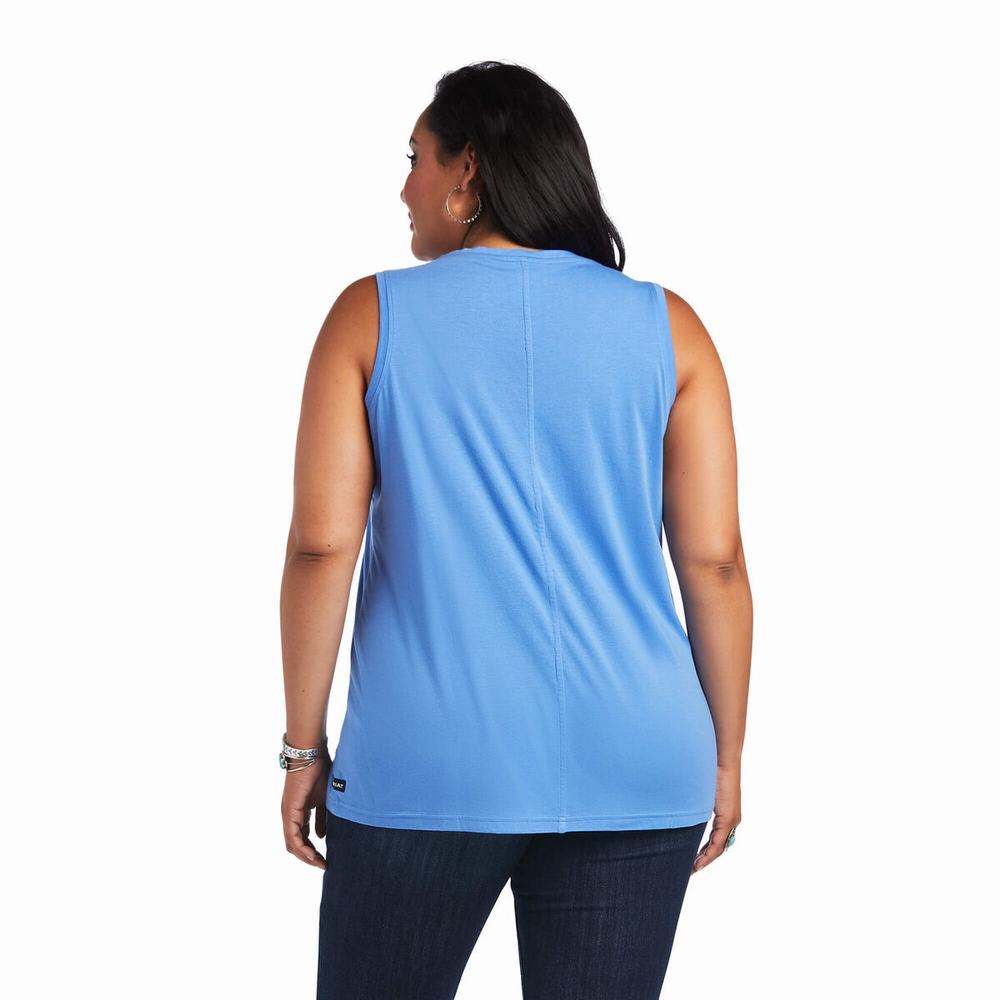 Blue Women's Ariat Element Tops | 0274-GTMKW