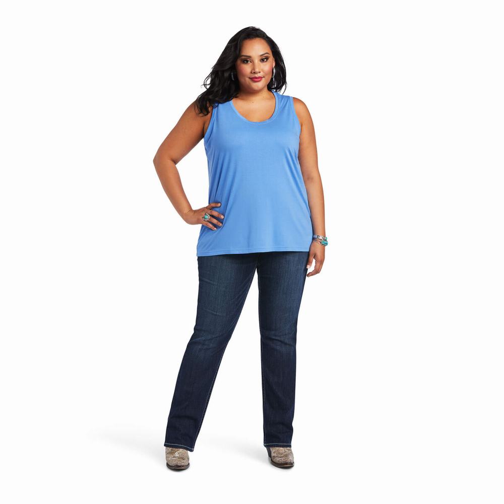 Blue Women's Ariat Element Tops | 0274-GTMKW