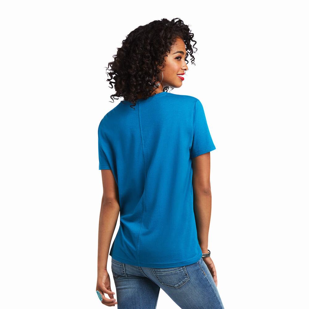 Blue Women's Ariat Element Tops | 6529-UJAYC