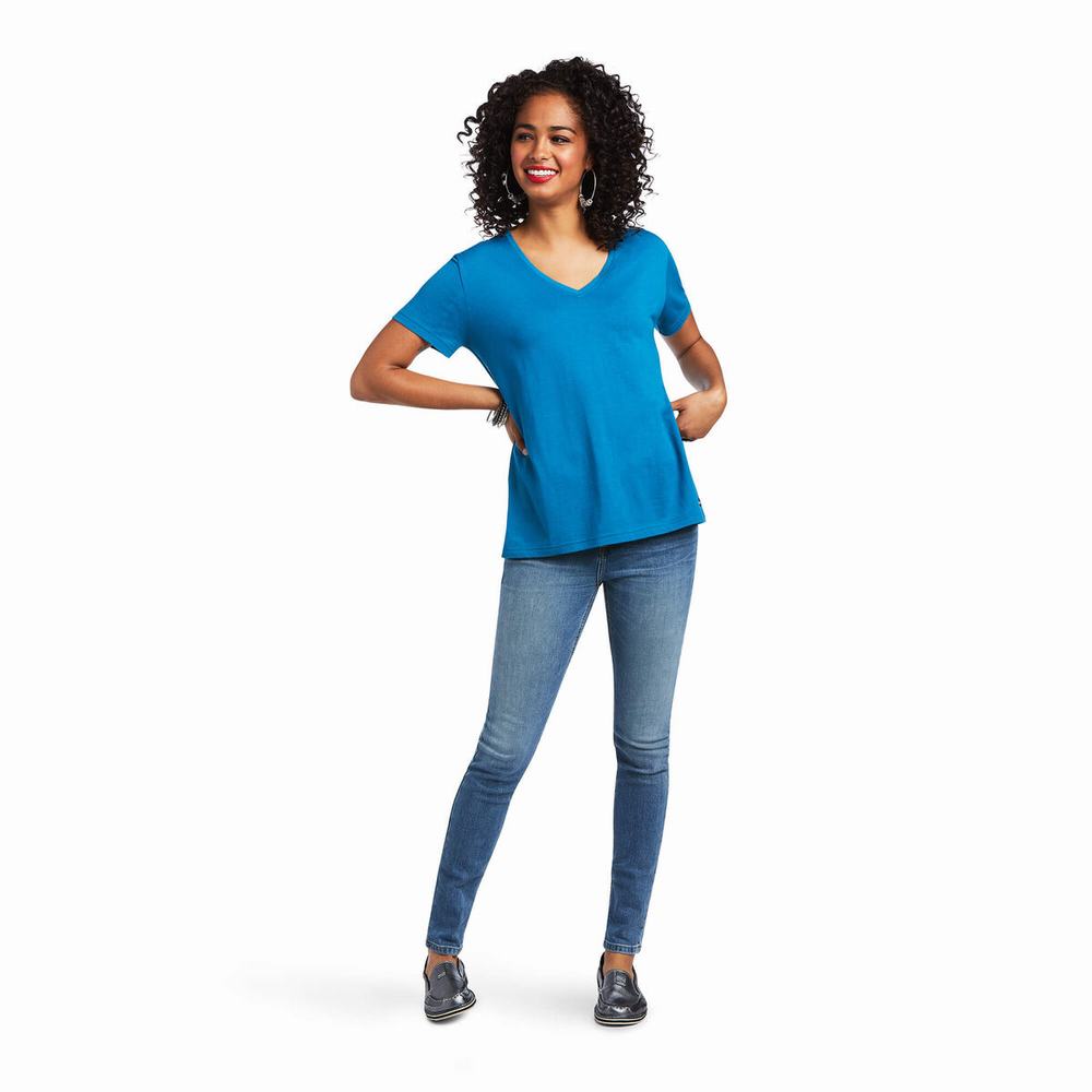 Blue Women's Ariat Element Tops | 6529-UJAYC