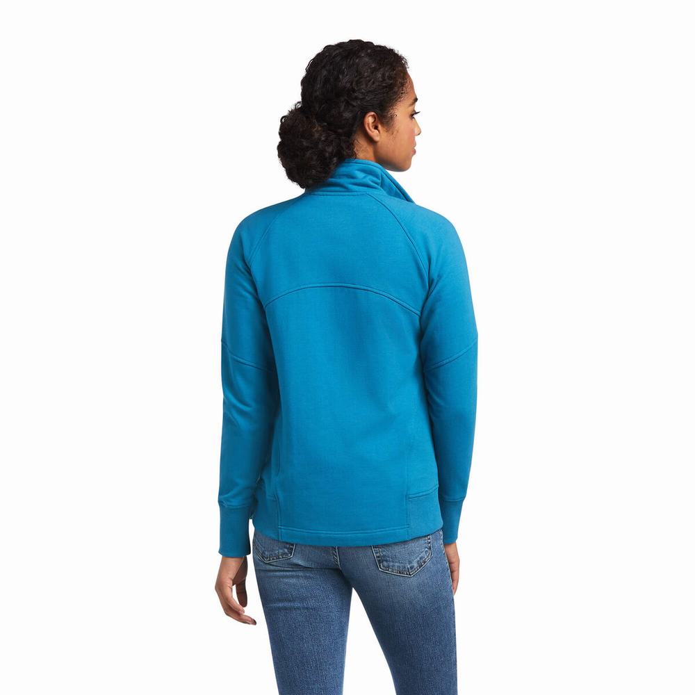 Blue Women's Ariat Largo Full Zip Hoodies | 8237-QMLRX