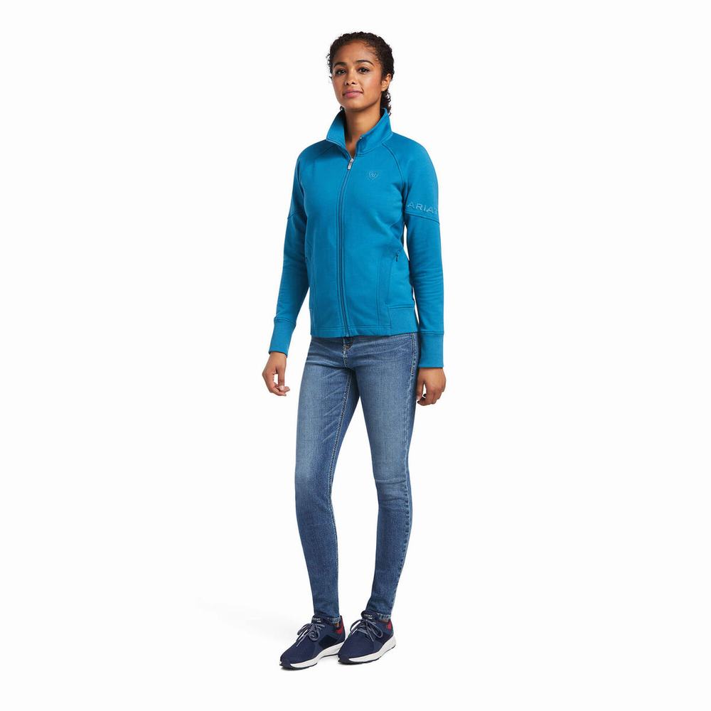 Blue Women's Ariat Largo Full Zip Hoodies | 8237-QMLRX