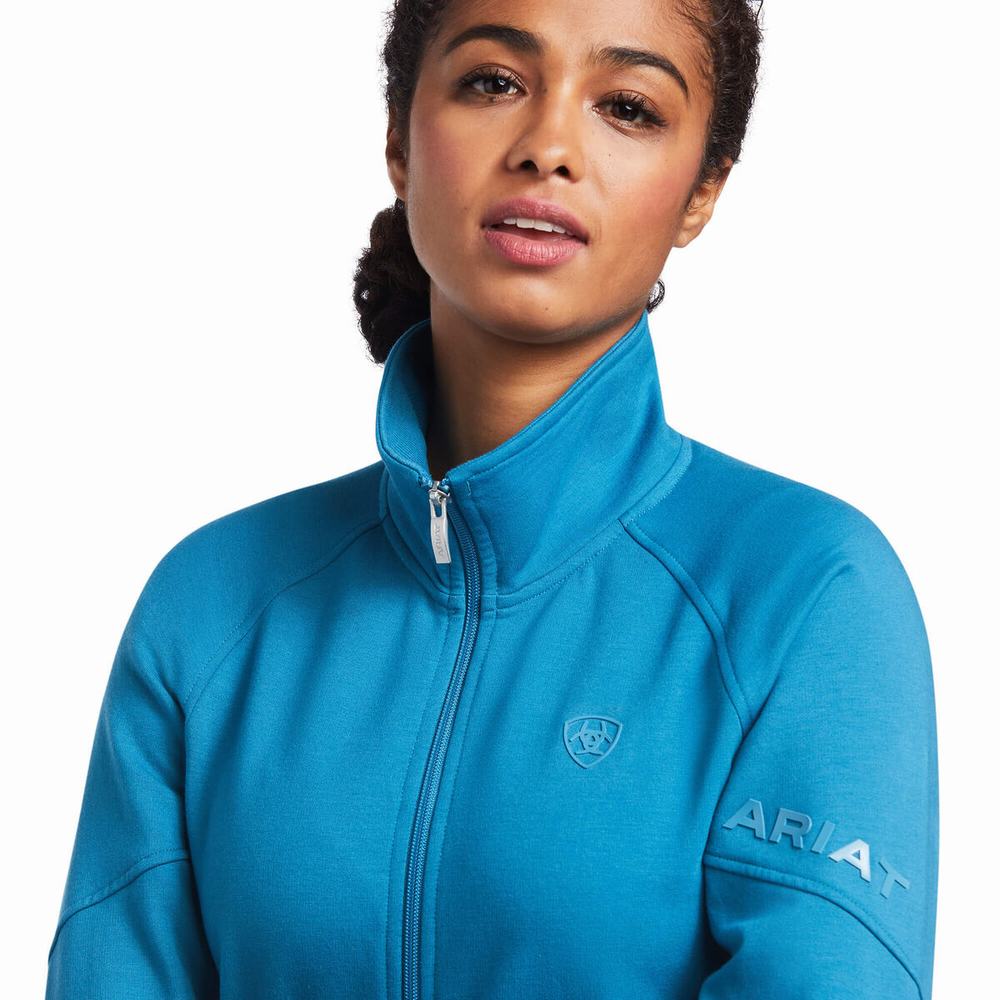 Blue Women's Ariat Largo Full Zip Hoodies | 8237-QMLRX