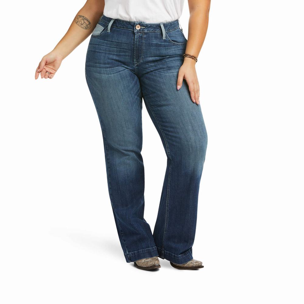 Blue Women's Ariat Perfect Rise Angela Skinny Jeans | 4960-FZJLX