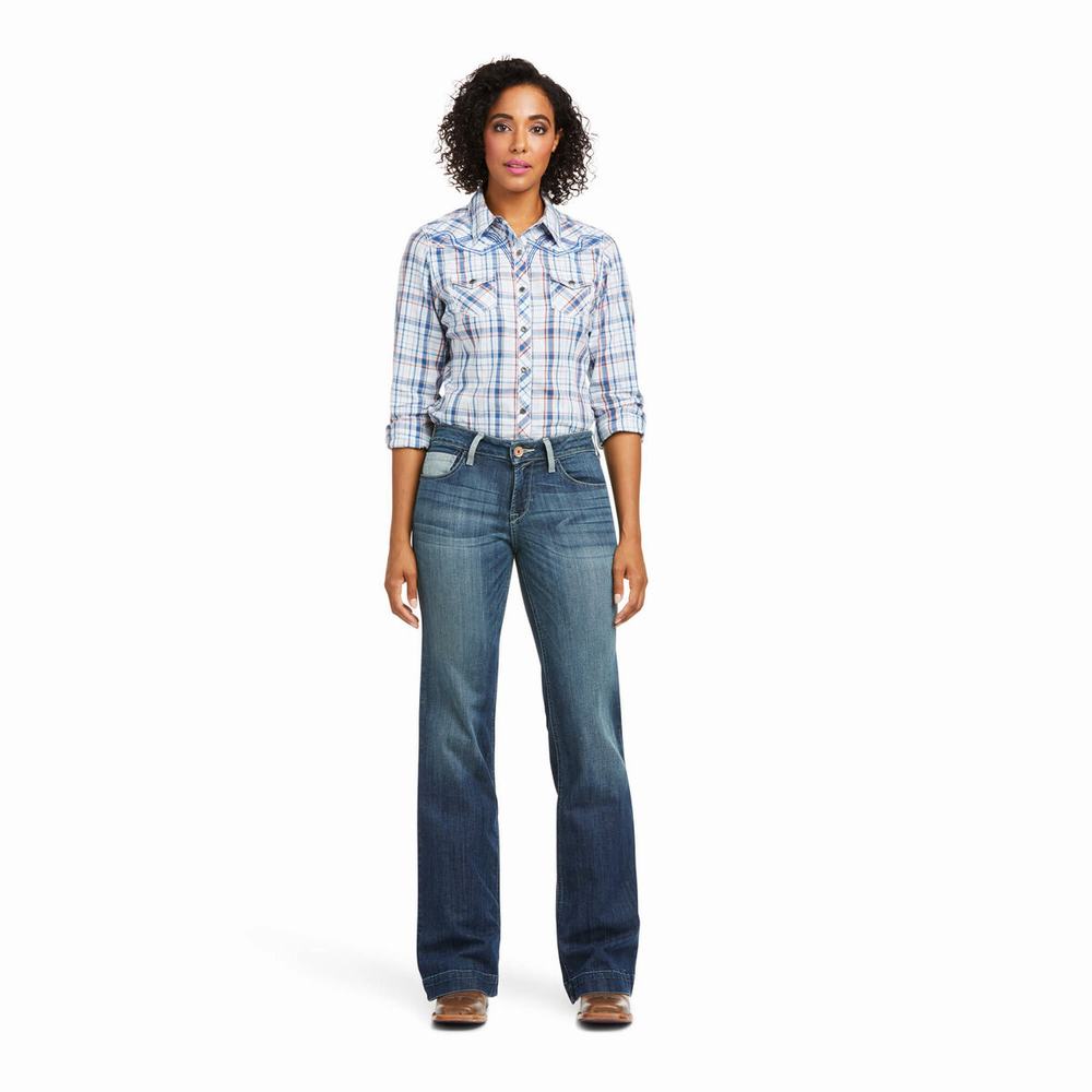 Blue Women's Ariat Perfect Rise Angela Skinny Jeans | 4960-FZJLX