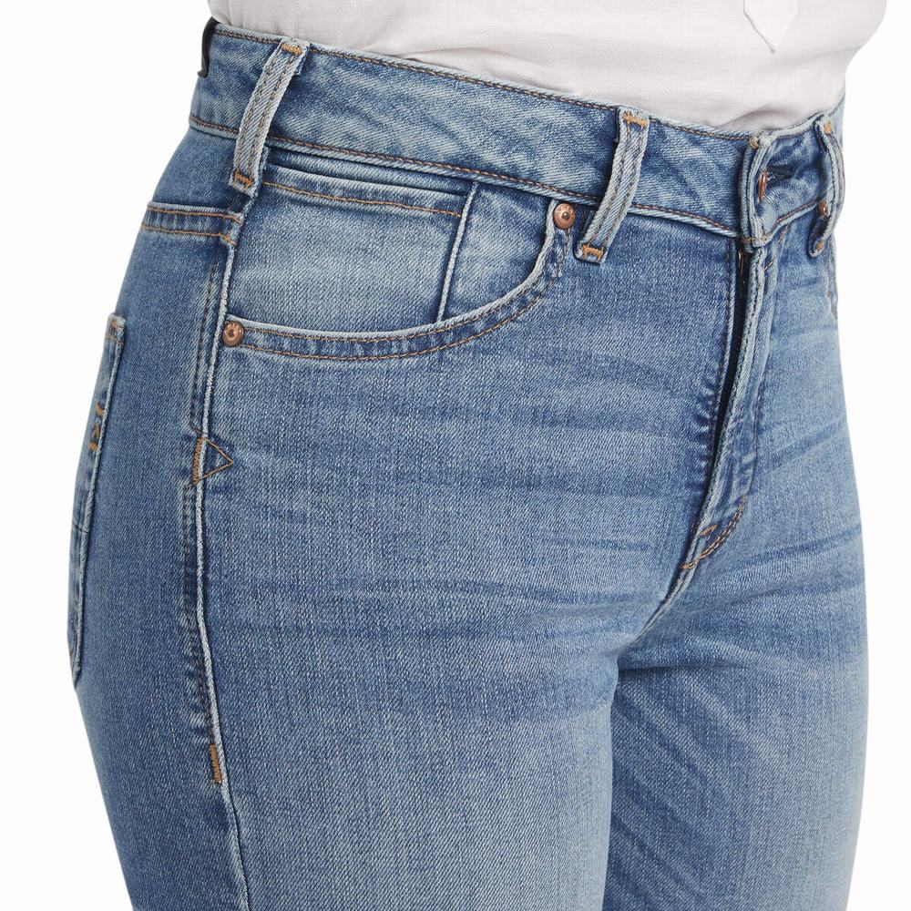 Blue Women's Ariat Premium High Rise Stretch Straight-Fit Jeans | 5069-IYKNX