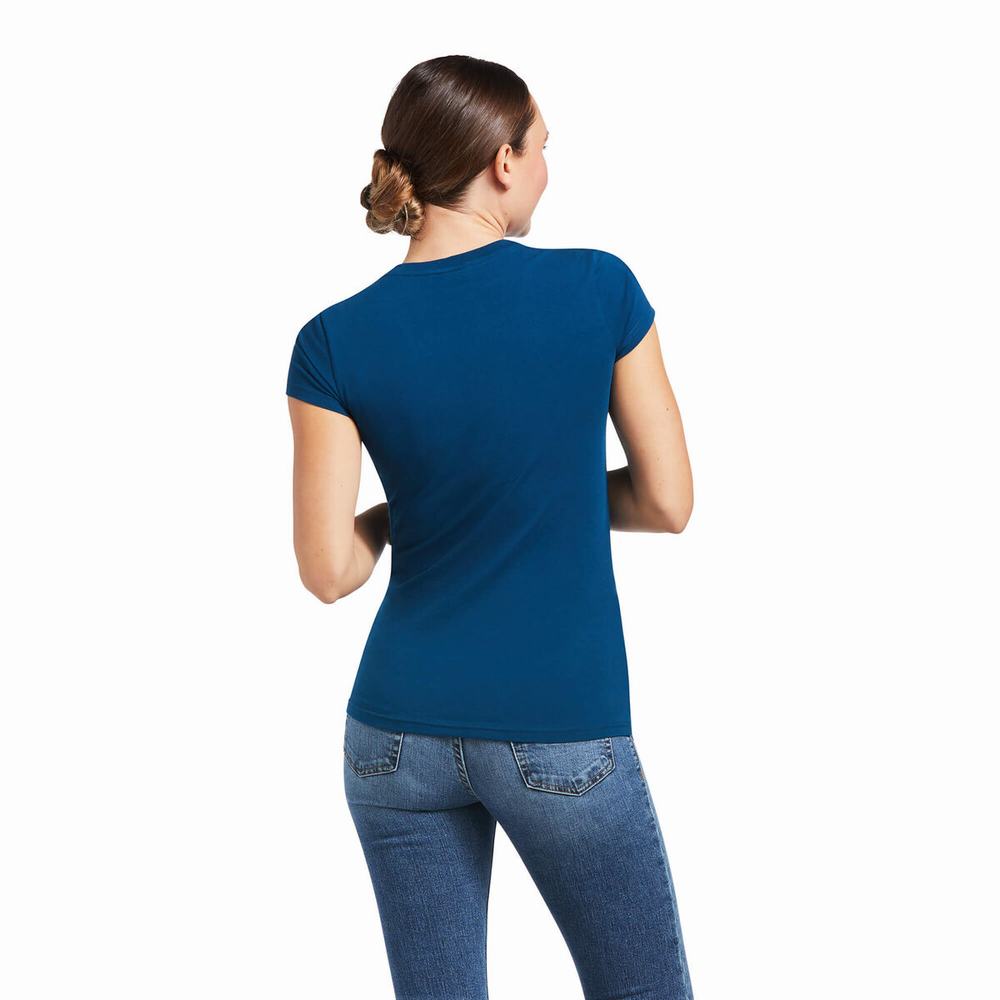 Blue Women's Ariat Since 1993 Tops | 6198-WDVZR