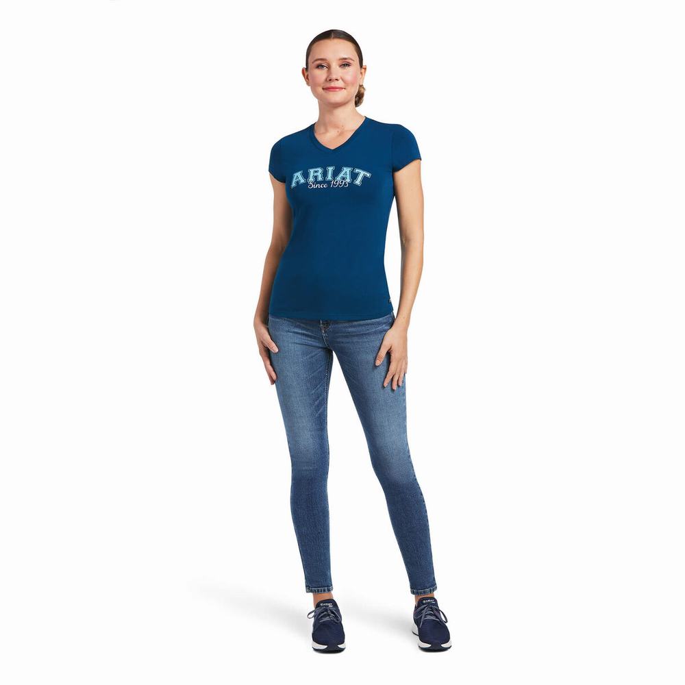 Blue Women's Ariat Since 1993 Tops | 6198-WDVZR