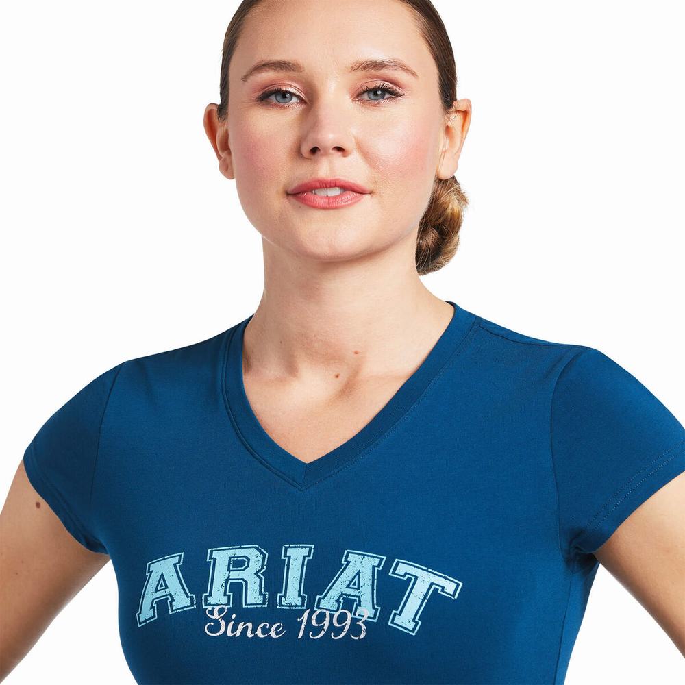 Blue Women's Ariat Since 1993 Tops | 6198-WDVZR