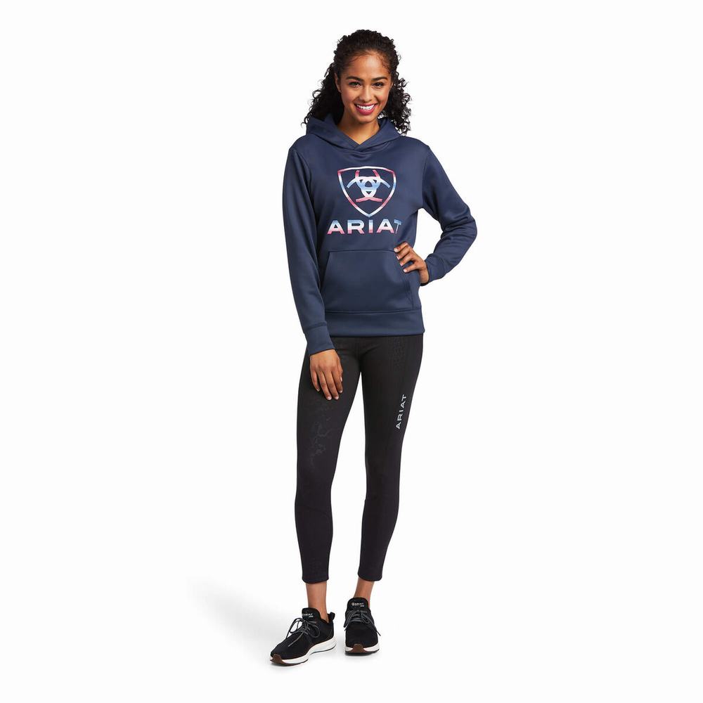 Blue Women's Ariat TEK Hoodies | 6180-ULEYH