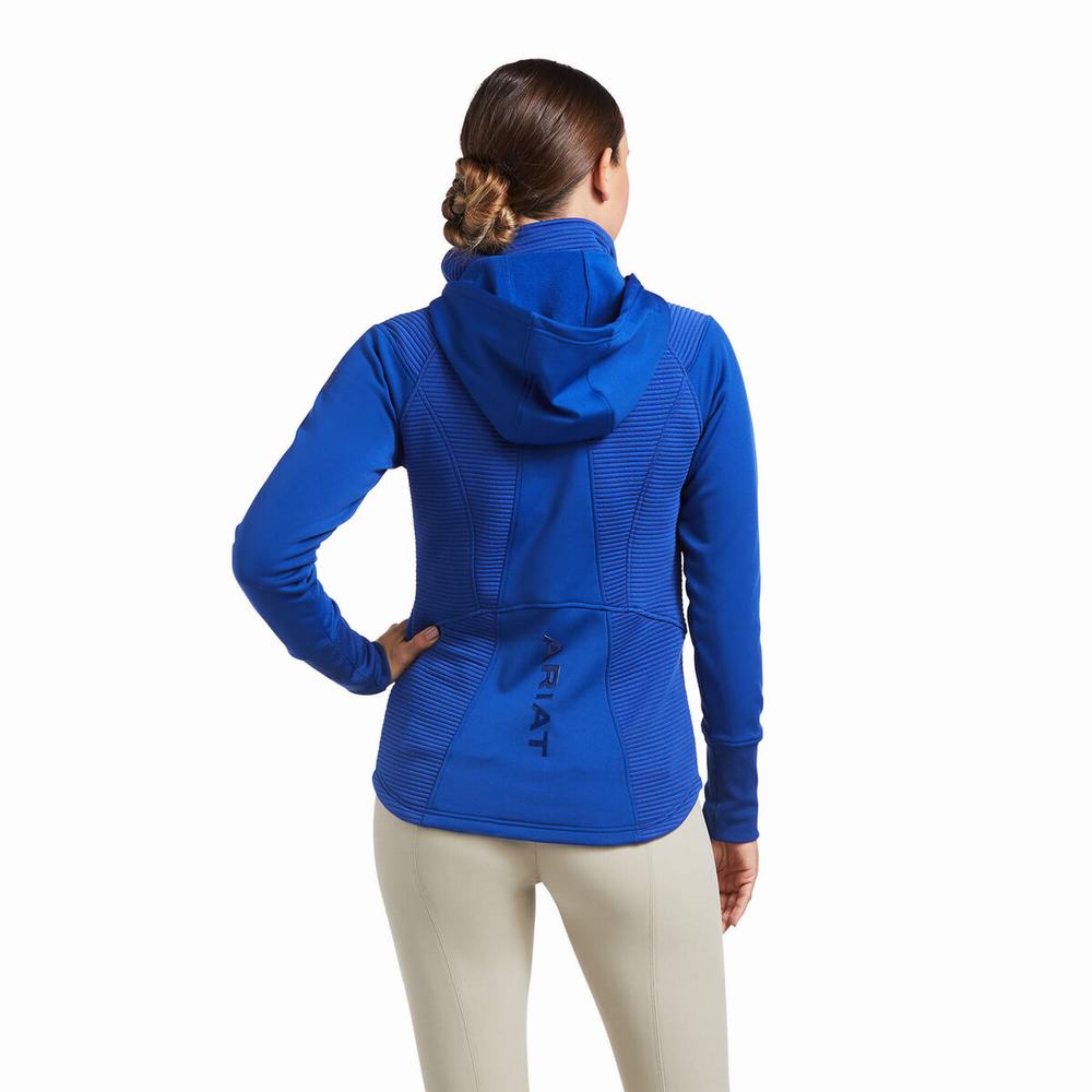 Blue Women's Ariat Wilde Full Zip Hoodies | 0179-FULKA