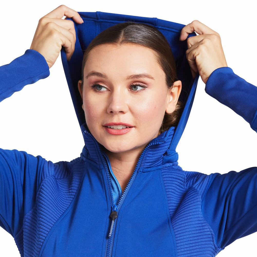 Blue Women's Ariat Wilde Full Zip Hoodies | 0179-FULKA