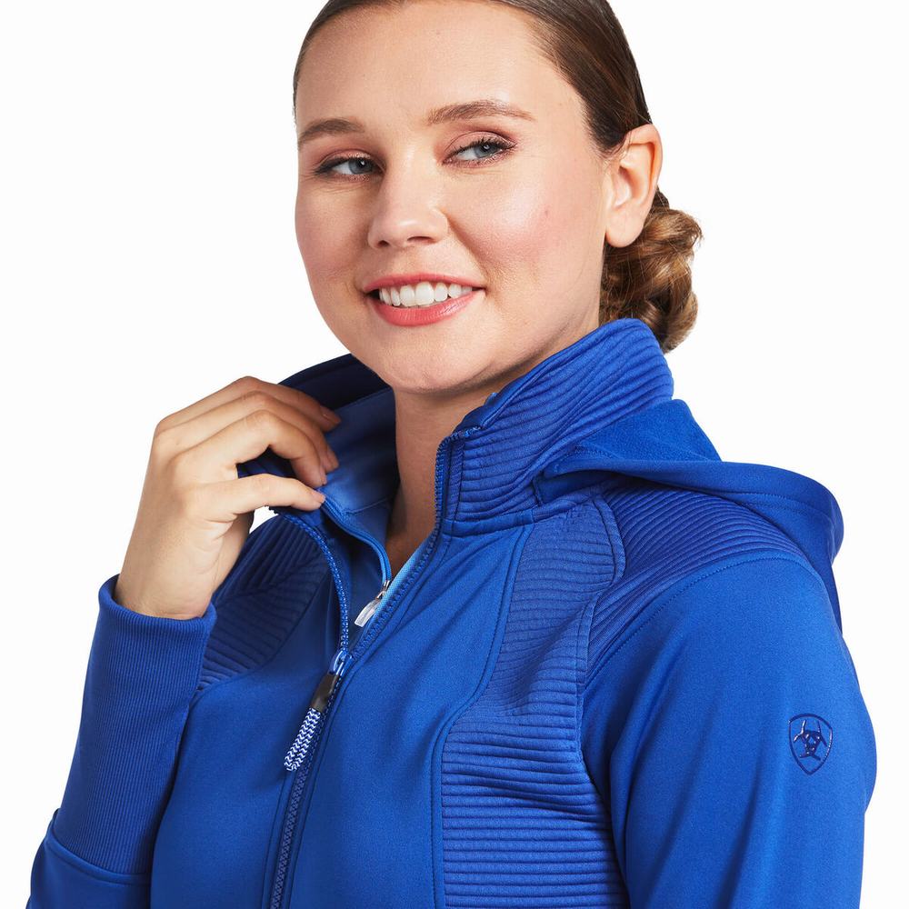 Blue Women's Ariat Wilde Full Zip Hoodies | 0179-FULKA