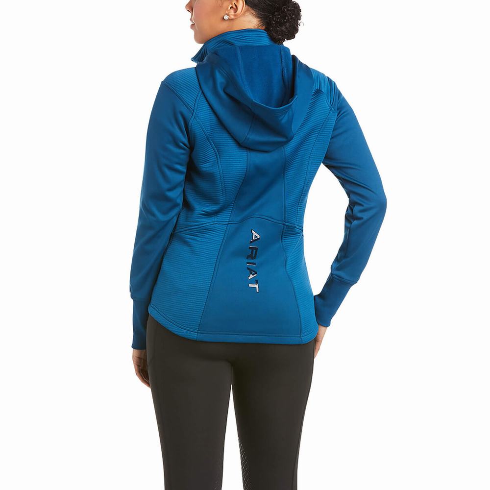 Blue Women's Ariat Wilde Full Zip Hoodies | 5971-XTNBC