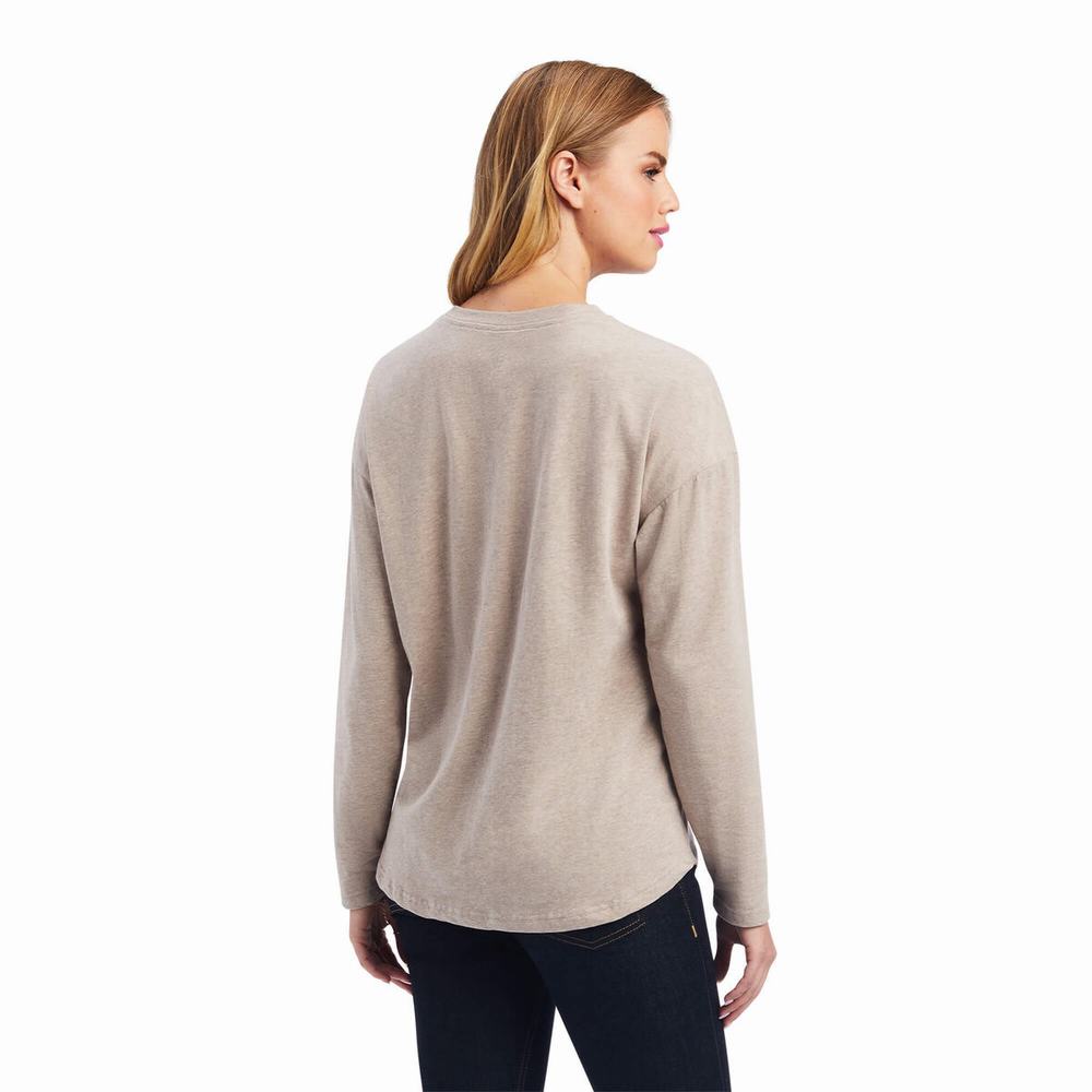 Brown Beige Women's Ariat Saloon Tops | 9527-HOCLP