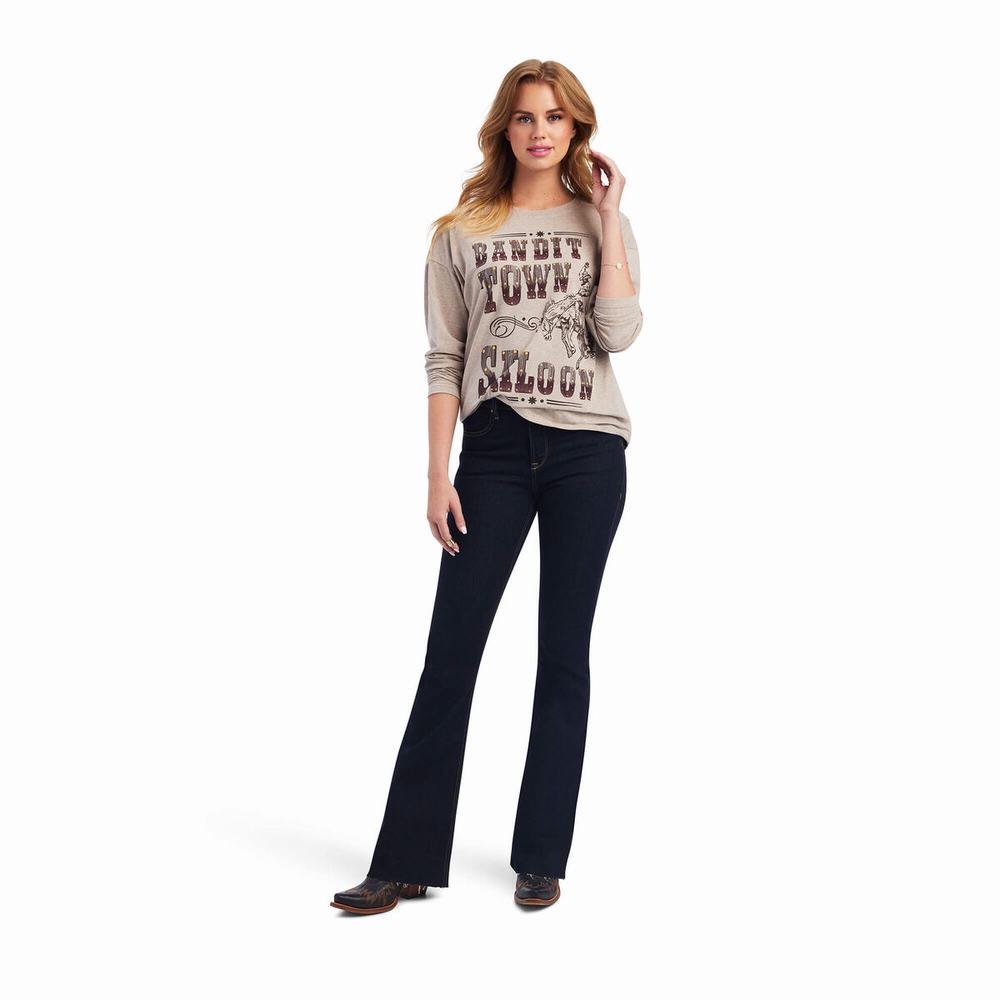 Brown Beige Women's Ariat Saloon Tops | 9527-HOCLP