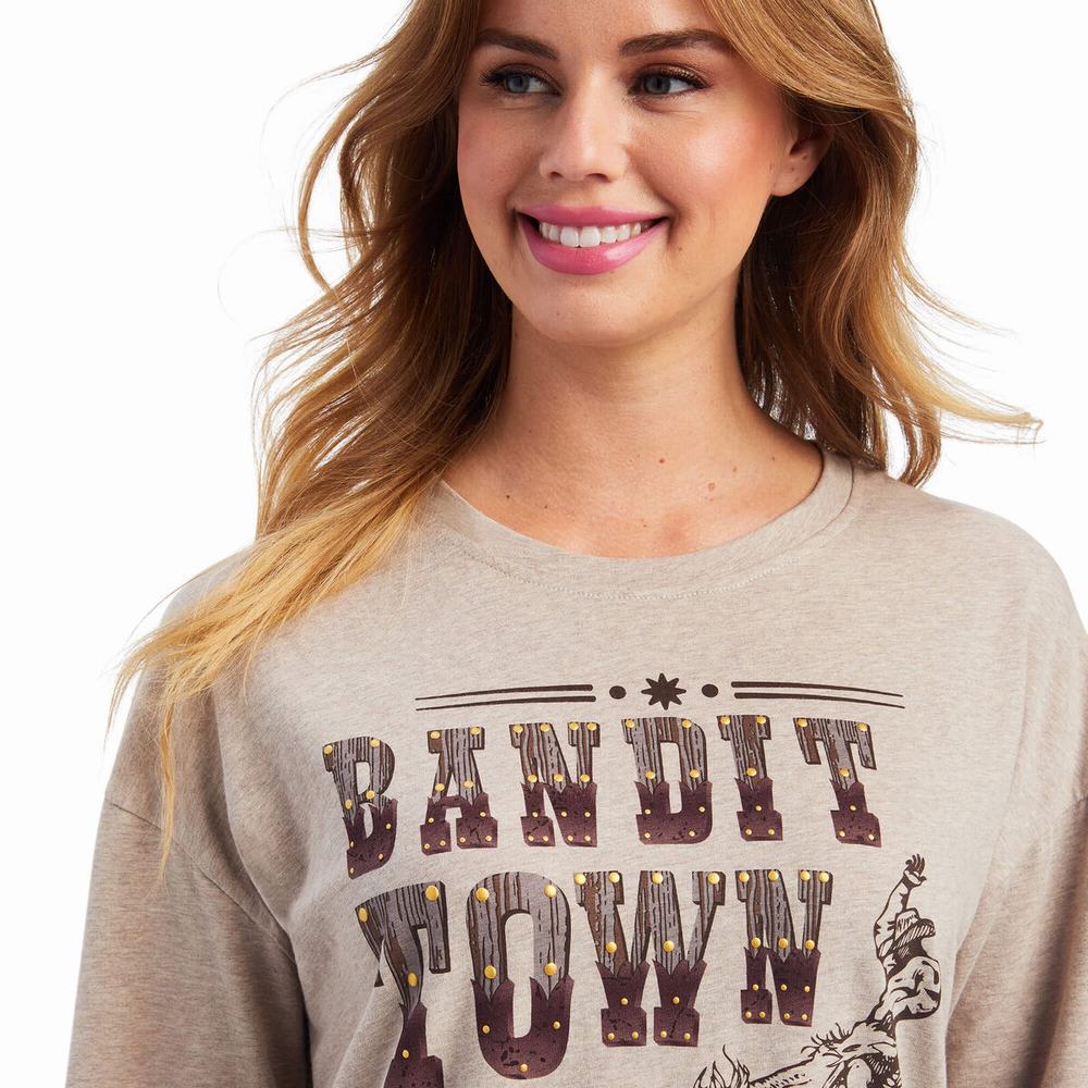 Brown Beige Women's Ariat Saloon Tops | 9527-HOCLP