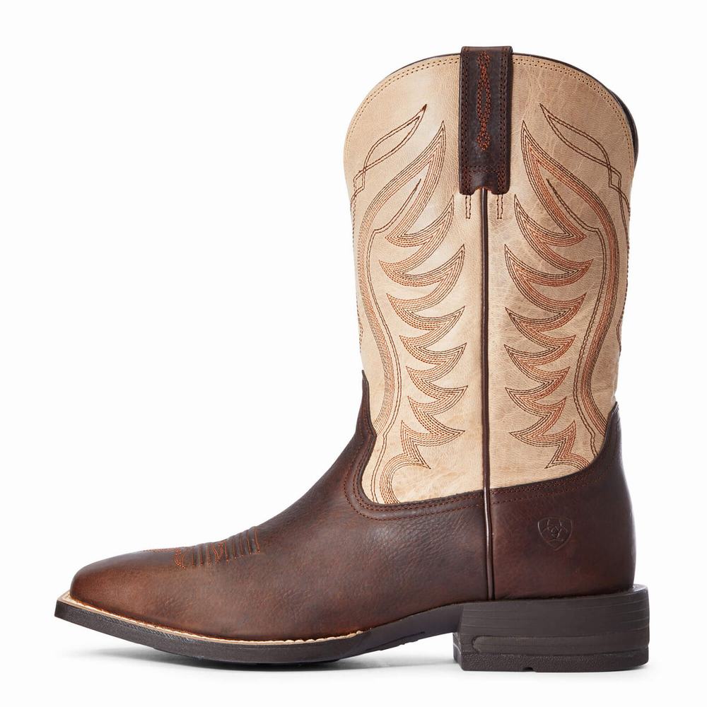 Brown Men's Ariat Amos Western Boots | 1203-KSZXA