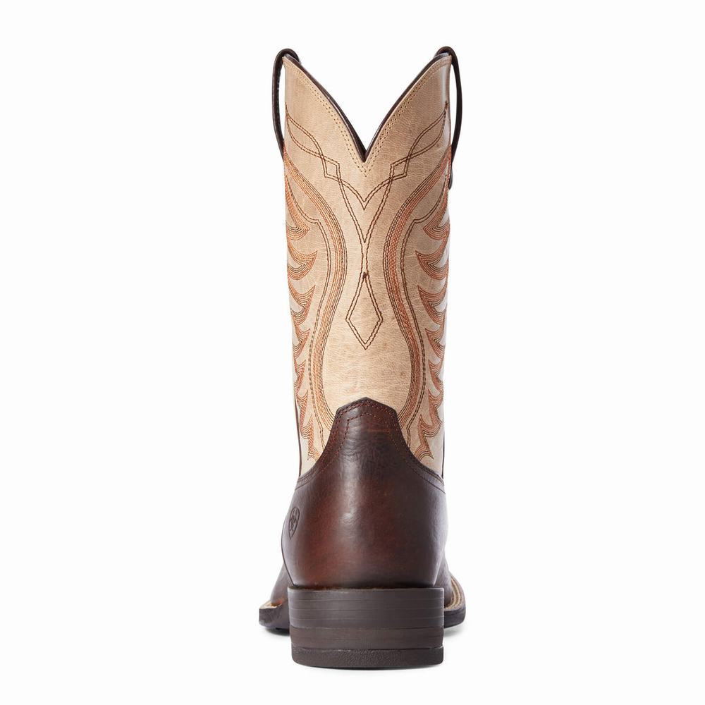 Brown Men's Ariat Amos Western Boots | 1203-KSZXA