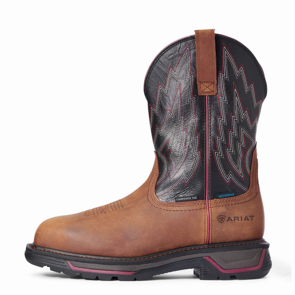 Brown Men's Ariat Big Rig Waterproof Composite Toe Waterproof Boots | 7930-YHNFW