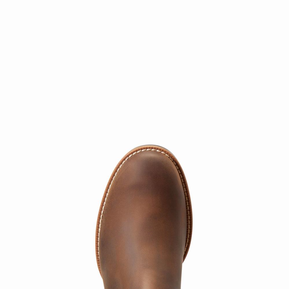 Brown Men's Ariat Booker Ultra Round Toe Dress Boots | 9856-UKNRL