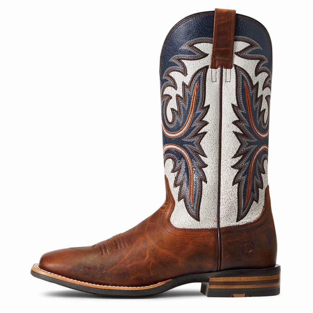 Brown Men's Ariat Brushrider Western Boots | 3982-BYLJM