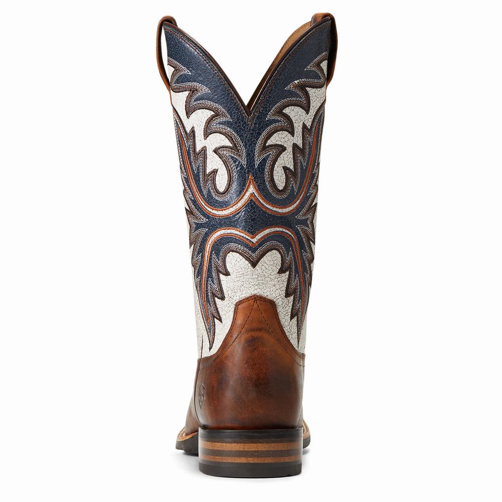 Brown Men's Ariat Brushrider Western Boots | 3982-BYLJM