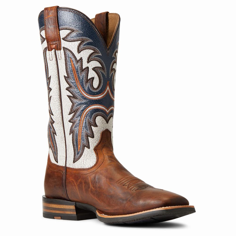 Brown Men's Ariat Brushrider Western Boots | 3982-BYLJM