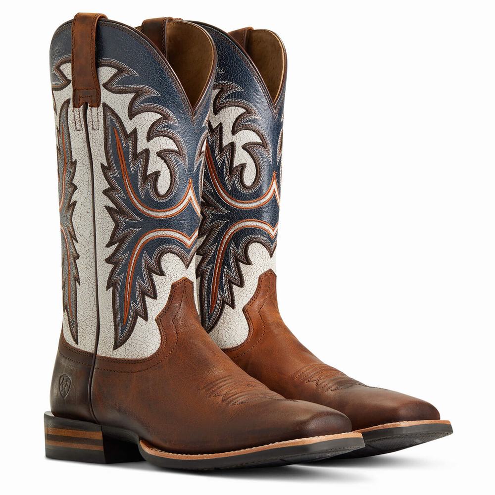 Brown Men's Ariat Brushrider Western Boots | 3982-BYLJM