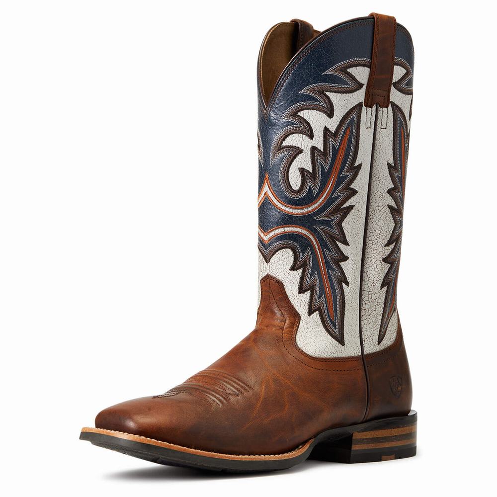 Brown Men\'s Ariat Brushrider Western Boots | 3982-BYLJM