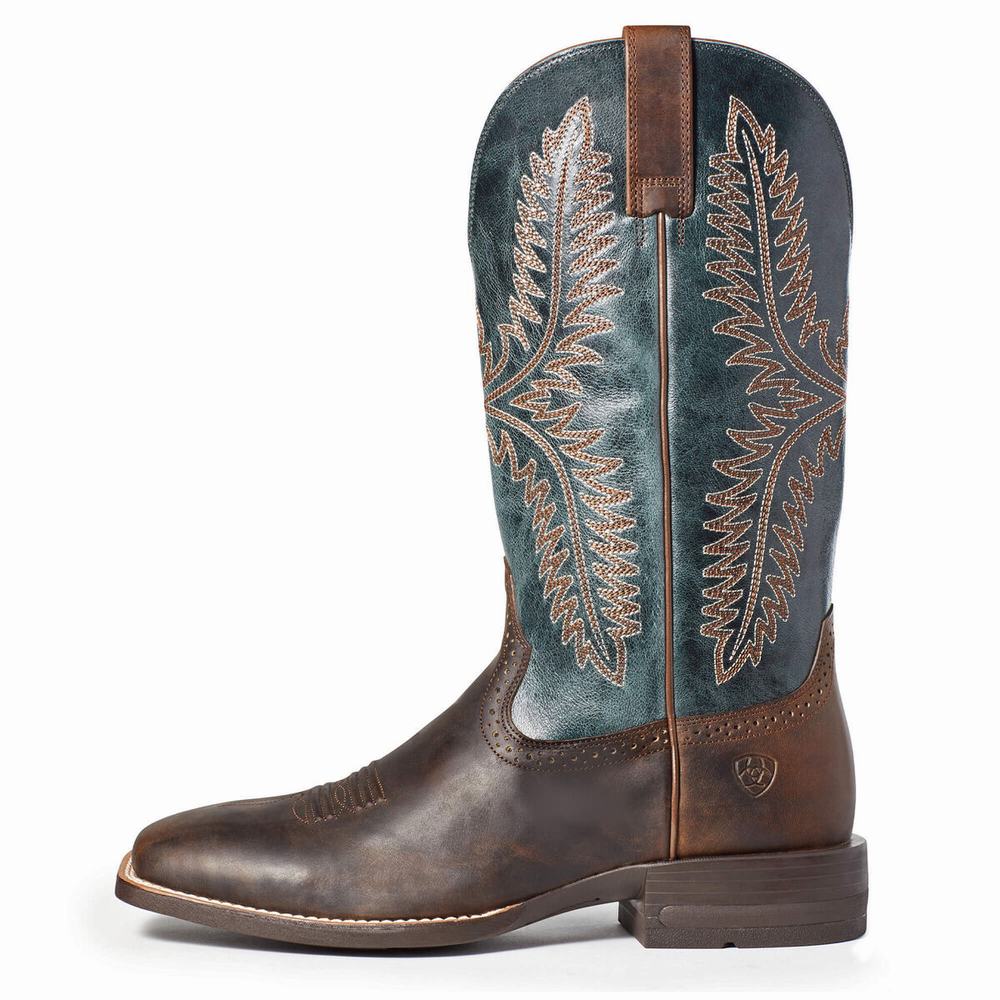 Brown Men's Ariat Caprock Western Boots | 0493-KWEBL